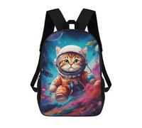 sinyumoney Children 17inch School Backpack 3D Printed Cosmic Cat Explorer Bookbags Travel Rucksack Casual Large Capacity Daypack for Boys Girls