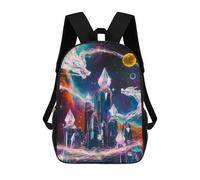 sinyumoney Children 17inch School Backpack 3D Printed Cosmic Dragon Crystals Bookbags Travel Rucksack Casual Large Capacity Daypack for Boys Girls