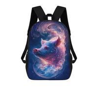 sinyumoney Children 17inch School Backpack 3D Printed Cosmic Pig Art Print Bookbags Travel Rucksack Casual Large Capacity Daypack for Boys Girls