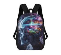 sinyumoney Children 17inch School Backpack 3D Printed Cosmic Visionary Skull Bookbags Travel Rucksack Casual Large Capacity Daypack for Boys Girls