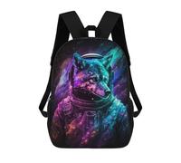 sinyumoney Children 17inch School Backpack 3D Printed Cosmic Wolf Astronaut Art Print-4 Bookbags Travel Rucksack Casual Large Capacity Daypack for Boys Girls