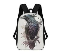 sinyumoney Children 17inch School Backpack 3D Printed Crow Drawing Bookbags Travel Rucksack Casual Large Capacity Daypack for Boys Girls