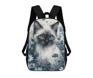 sinyumoney Children 17inch School Backpack 3D Printed Cute Whimsical Siamese Cat Bookbags Travel Rucksack Casual Large Capacity Daypack for Boys Girls