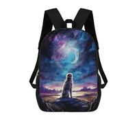 sinyumoney Children 17inch School Backpack 3D Printed Dog at Starry Sky Bookbags Travel Rucksack Casual Large Capacity Daypack for Boys Girls