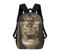 sinyumoney Children 17inch School Backpack 3D Printed Dog Reading Newspaper on Toilet-70 Bookbags Travel Rucksack Casual Large Capacity Daypack for Boys Girls