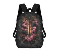 sinyumoney Children 17inch School Backpack 3D Printed Dragon Sword with Flowers Art Print Bookbags Travel Rucksack Casual Large Capacity Daypack for Boys Girls