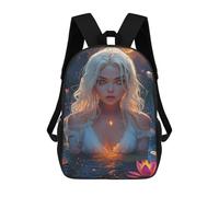 sinyumoney Children 17inch School Backpack 3D Printed Enchanted Water Lily Pond -1 Bookbags Travel Rucksack Casual Large Capacity Daypack for Boys Girls