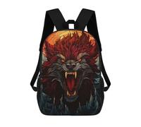 sinyumoney Children 17inch School Backpack 3D Printed Fenrir Stained Glass Bookbags Travel Rucksack Casual Large Capacity Daypack for Boys Girls
