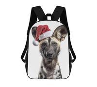 sinyumoney Children 17inch School Backpack 3D Printed Festive African Wild Dog Portrait Bookbags Travel Rucksack Casual Large Capacity Daypack for Boys Girls