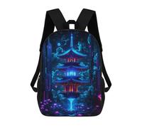 sinyumoney Children 17inch School Backpack 3D Printed Floating Pagoda with Lotus Flowers Japan Bookbags Travel Rucksack Casual Large Capacity Daypack for Boys Girls