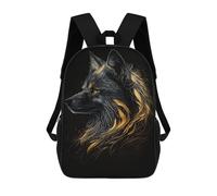 sinyumoney Children 17inch School Backpack 3D Printed Fox Black Gold Dark BG Bookbags Travel Rucksack Casual Large Capacity Daypack for Boys Girls