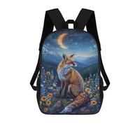 sinyumoney Children 17inch School Backpack 3D Printed Fox in Starry Night Landscape Bookbags Travel Rucksack Casual Large Capacity Daypack for Boys Girls