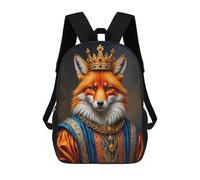 sinyumoney Children 17inch School Backpack 3D Printed Fox King Bookbags Travel Rucksack Casual Large Capacity Daypack for Boys Girls