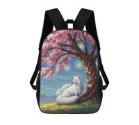 sinyumoney Children 17inch School Backpack 3D Printed Fox Under Cherry Blossom Tree Bookbags Travel Rucksack Casual Large Capacity Daypack for Boys Girls