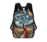 sinyumoney Children 17inch School Backpack 3D Printed Fox Under Starry Night Bookbags Travel Rucksack Casual Large Capacity Daypack for Boys Girls