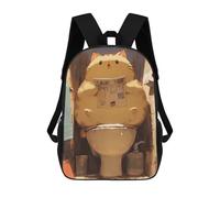 sinyumoney Children 17inch School Backpack 3D Printed Funny Comical Cat Toilet Bookbags Travel Rucksack Casual Large Capacity Daypack for Boys Girls