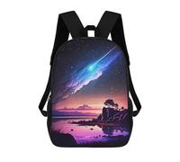 sinyumoney Children 17inch School Backpack 3D Printed Galaxy Night Sky Landscape Bookbags Travel Rucksack Casual Large Capacity Daypack for Boys Girls