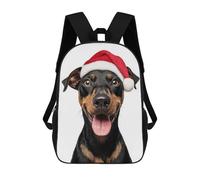 sinyumoney Children 17inch School Backpack 3D Printed German Pinscher Dog with Santa Hat Portrait Bookbags Travel Rucksack Casual Large Capacity Daypack for Boys Girls