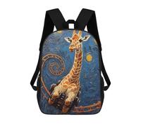 sinyumoney Children 17inch School Backpack 3D Printed Giraffe on Roller Coaster Art Print Bookbags Travel Rucksack Casual Large Capacity Daypack for Boys Girls