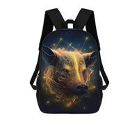 sinyumoney Children 17inch School Backpack 3D Printed Golden Bull Head Art Print Bookbags Travel Rucksack Casual Large Capacity Daypack for Boys Girls