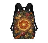sinyumoney Children 17inch School Backpack 3D Printed Golden Flower Burst Bookbags Travel Rucksack Casual Large Capacity Daypack for Boys Girls