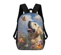 sinyumoney Children 17inch School Backpack 3D Printed Golden Retriever with Butterfly Bookbags Travel Rucksack Casual Large Capacity Daypack for Boys Girls