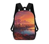 sinyumoney Children 17inch School Backpack 3D Printed Golden Sunset Mosque Reflection Bookbags Travel Rucksack Casual Large Capacity Daypack for Boys Girls