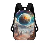 sinyumoney Children 17inch School Backpack 3D Printed Green Planet Bookbags Travel Rucksack Casual Large Capacity Daypack for Boys Girls