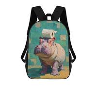 sinyumoney Children 17inch School Backpack 3D Printed Hippos in The Bathroom-3 Bookbags Travel Rucksack Casual Large Capacity Daypack for Boys Girls