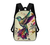 sinyumoney Children 17inch School Backpack 3D Printed Hummingbird Color Bird Bookbags Travel Rucksack Casual Large Capacity Daypack for Boys Girls