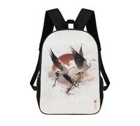 sinyumoney Children 17inch School Backpack 3D Printed Japanese Red Crowned Crane Bookbags Travel Rucksack Casual Large Capacity Daypack for Boys Girls