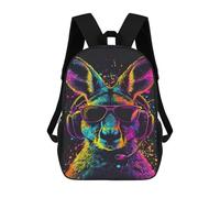 sinyumoney Children 17inch School Backpack 3D Printed Kangaroo Sunglasses Art Print Bookbags Travel Rucksack Casual Large Capacity Daypack for Boys Girls
