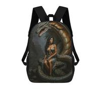 sinyumoney Children 17inch School Backpack 3D Printed Lilith And Giant Snake Bookbags Travel Rucksack Casual Large Capacity Daypack for Boys Girls