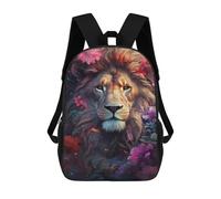 sinyumoney Children 17inch School Backpack 3D Printed Lion Flowers Fantasy Artwork Bookbags Travel Rucksack Casual Large Capacity Daypack for Boys Girls