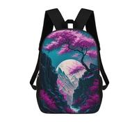 sinyumoney Children 17inch School Backpack 3D Printed Magic Neon Tree Bookbags Travel Rucksack Casual Large Capacity Daypack for Boys Girls