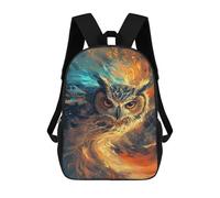 sinyumoney Children 17inch School Backpack 3D Printed Magical Fire Owl Artwork Bookbags Travel Rucksack Casual Large Capacity Daypack for Boys Girls