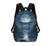 sinyumoney Children 17inch School Backpack 3D Printed Moonlight in Torii Gate Bookbags Travel Rucksack Casual Large Capacity Daypack for Boys Girls
