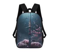 sinyumoney Children 17inch School Backpack 3D Printed Moonlight Katana Bookbags Travel Rucksack Casual Large Capacity Daypack for Boys Girls