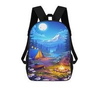 sinyumoney Children 17inch School Backpack 3D Printed Moonlit Forest Campsite Bookbags Travel Rucksack Casual Large Capacity Daypack for Boys Girls