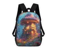 sinyumoney Children 17inch School Backpack 3D Printed Mystical Mushroom House in Forest Bookbags Travel Rucksack Casual Large Capacity Daypack for Boys Girls