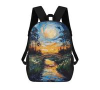 sinyumoney Children 17inch School Backpack 3D Printed Nature Bridge Sunset Bookbags Travel Rucksack Casual Large Capacity Daypack for Boys Girls