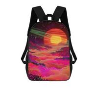 sinyumoney Children 17inch School Backpack 3D Printed Neon Clouds Cosmic Landscape Bookbags Travel Rucksack Casual Large Capacity Daypack for Boys Girls