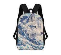 sinyumoney Children 17inch School Backpack 3D Printed Oceanic Wolf Majesty -3 Bookbags Travel Rucksack Casual Large Capacity Daypack for Boys Girls