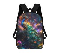 sinyumoney Children 17inch School Backpack 3D Printed Peacock in A Dreamy Forest Bookbags Travel Rucksack Casual Large Capacity Daypack for Boys Girls