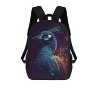 sinyumoney Children 17inch School Backpack 3D Printed Peacock Lighting Bookbags Travel Rucksack Casual Large Capacity Daypack for Boys Girls