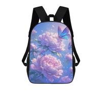 sinyumoney Children 17inch School Backpack 3D Printed Peony Blossoms & Butterflies Bookbags Travel Rucksack Casual Large Capacity Daypack for Boys Girls
