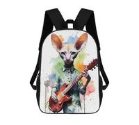 sinyumoney Children 17inch School Backpack 3D Printed Peterbald Cat Bookbags Travel Rucksack Casual Large Capacity Daypack for Boys Girls