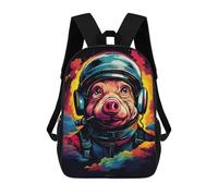 sinyumoney Children 17inch School Backpack 3D Printed Pig Astronaut in Space -2 Bookbags Travel Rucksack Casual Large Capacity Daypack for Boys Girls