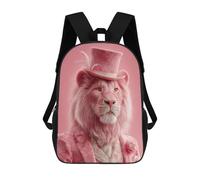 sinyumoney Children 17inch School Backpack 3D Printed Pink Lion Top Hat Suit Bookbags Travel Rucksack Casual Large Capacity Daypack for Boys Girls