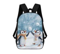 sinyumoney Children 17inch School Backpack 3D Printed Playful Penguins in Winter Bookbags Travel Rucksack Casual Large Capacity Daypack for Boys Girls